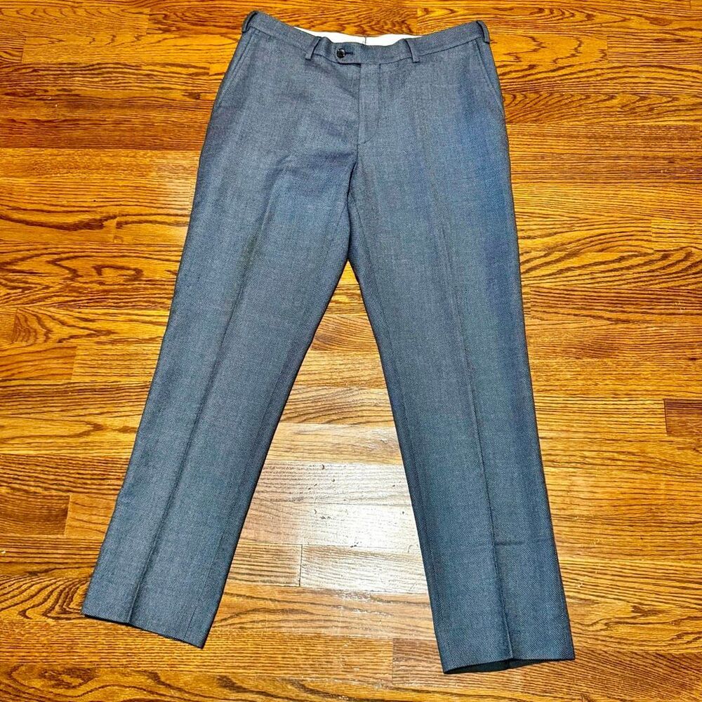 SuitSupply Brescia Flat Front Dress Pants. Blue/white. Size 32.